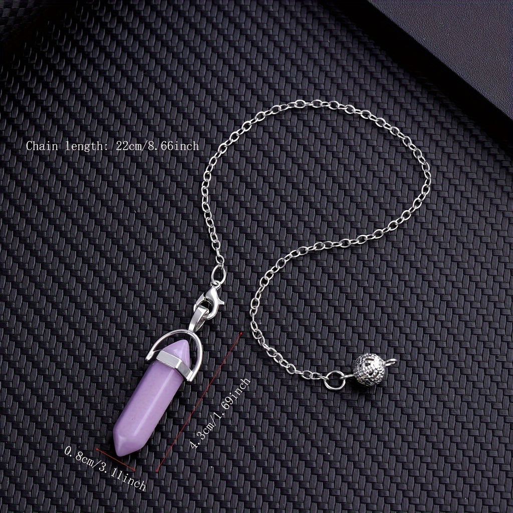 1/7/45pcs Natural Crystal Hexagonal Pillar Crystal Pendulum Wiccan DIY Crystal Pendulum Objects Decoration (Multi-material Combination Synthetic Opal)