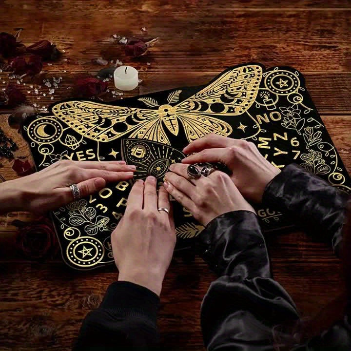 Butterfly-Themed Wooden Ouija Board Set with Instructions - Engraved Spirit Board for Wiccan Altar & Party Decorations