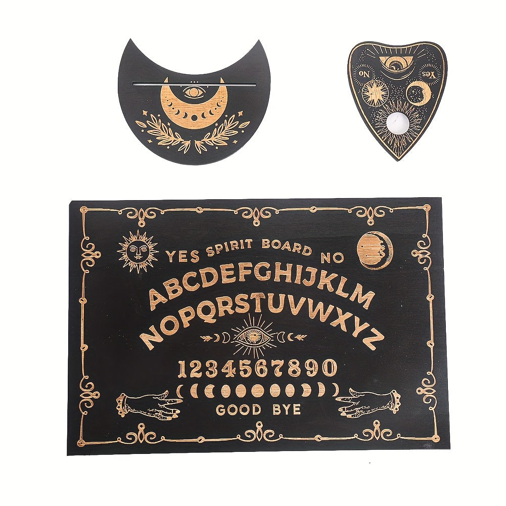 3pcs Divination Board Set Wooden Carved Boards Ouija Decorative Wood Crafts - Elegant Carved Designs, Mystical Ouija Tools and Home Decor