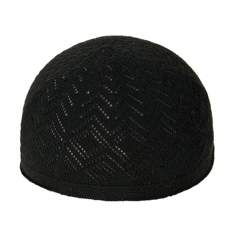 2pcs/Set Men'S Muslim Kufi Cap, Breathable Knitted Polyester Prayer Hat, Lightweight Middle Eastern Arab Traditional Headwear, Adjustable Toggle Closure, Machine Washable, Ramadan Celebration