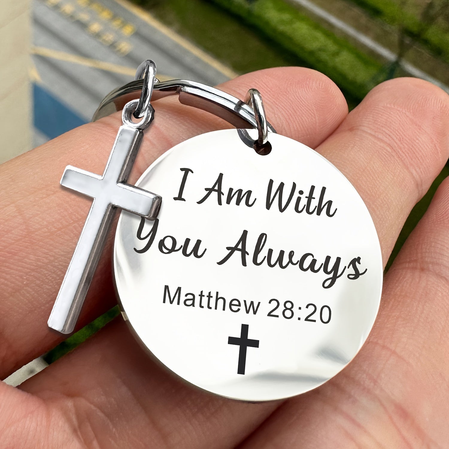 Bible Verse Cross Keychain Christian Metal Key Ring Purse Bag Backpack Car Key Charm Clothing Accessory Christmas Gift