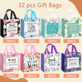 32 Pcs Bible Verse Flower Gift Bag with Handles Religious Reusable Gift Bags Bulk Christian Baptism Tote Bags Non Woven Gift Bags for Women Wedding Birthday Gift Wrapping Bags