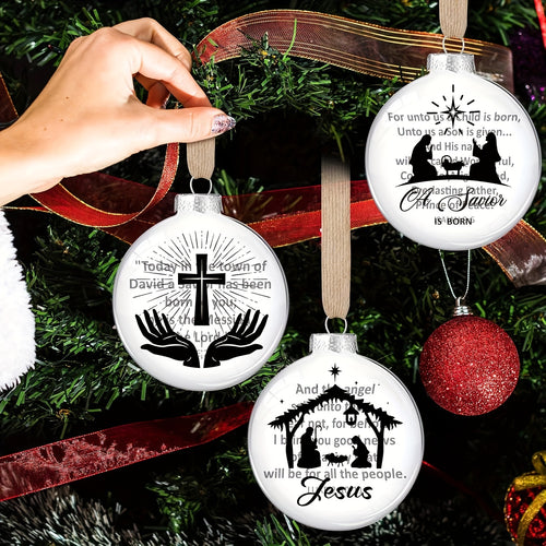 6-piece Scene Hanging Ornament Jesus Silhouette Glass Ornament Savior's Birth Religion Christmas Tree Christian Ornament Family Office Holiday Church Gift Decoration