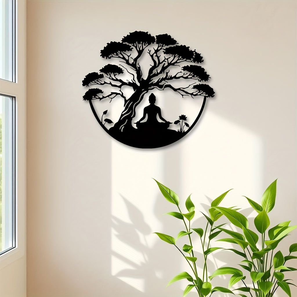 1pc Buddha Statue Metal Wall Art Suitable for Home, Office, Outdoor Zen Meditation Statue - Chakra Wall Decor, Yoga & Meditation Gift, Metal Buddha Art 15.7inx14in