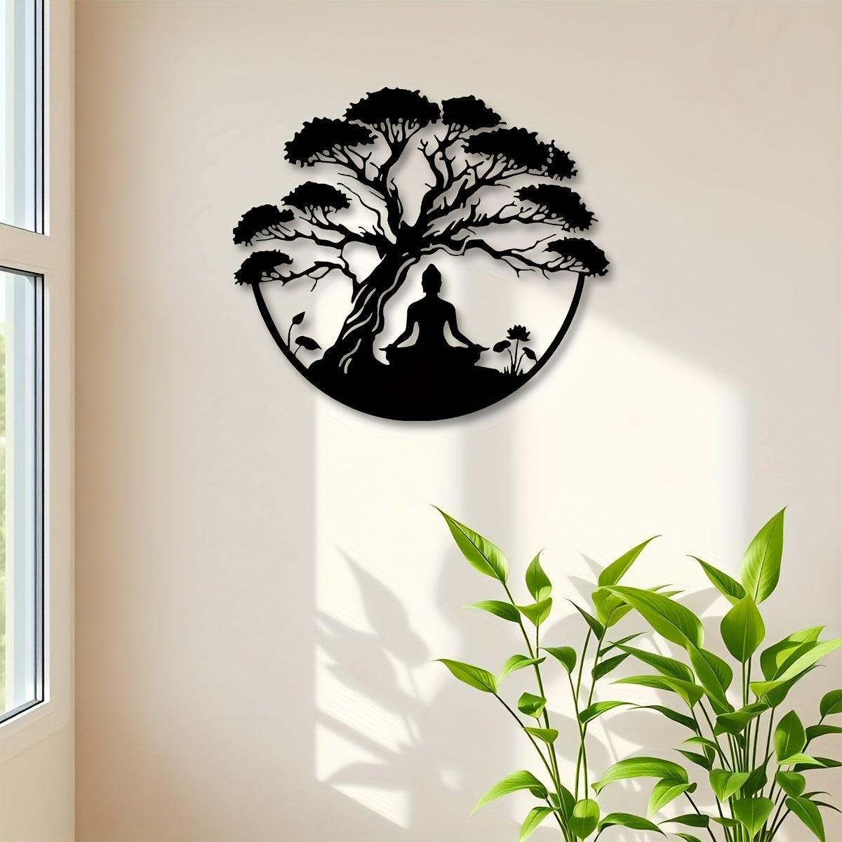 1pc Buddha Statue Metal Wall Art Suitable for Home, Office, Outdoor Zen Meditation Statue - Chakra Wall Decor, Yoga & Meditation Gift, Metal Buddha Art 15.7inx14in