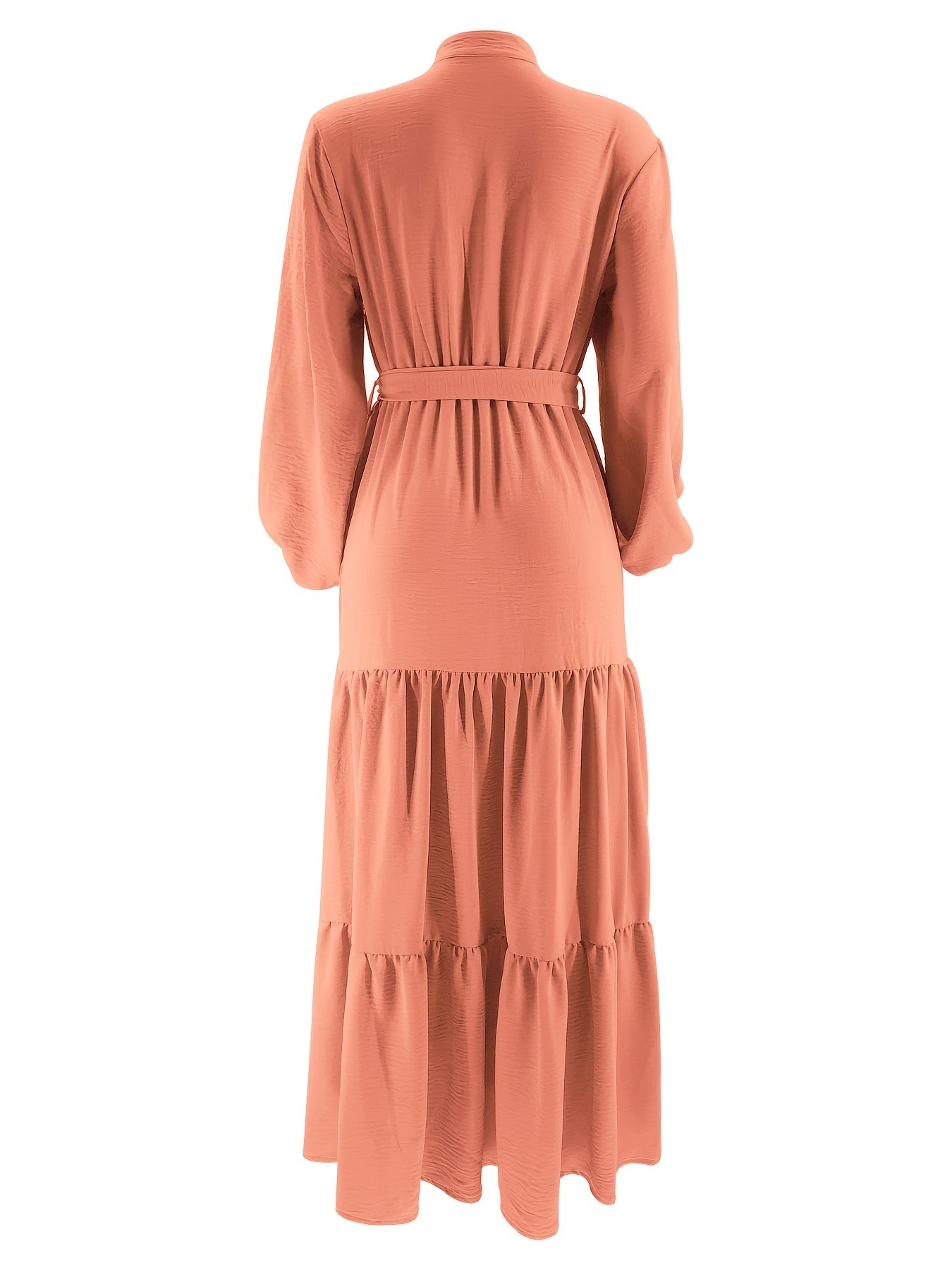 Elegant Light Green Maxi Dress for Muslim Women - Casual Solid Color with Ruffle Hem & Button Detail, Polyester Blend, Machine Washable - Hijab Not Included