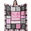 1pc Christian Women'S Gift 'I Am a Child of God' Fleece Blanket for Napping, Sofa, And Bedding