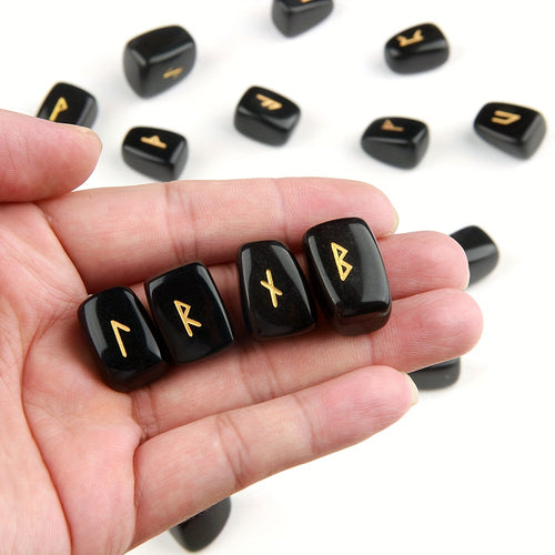 25pcs Crystal Stone Rune Stones Tumbled Engraved Lettering Crystal Set -Reiki Set