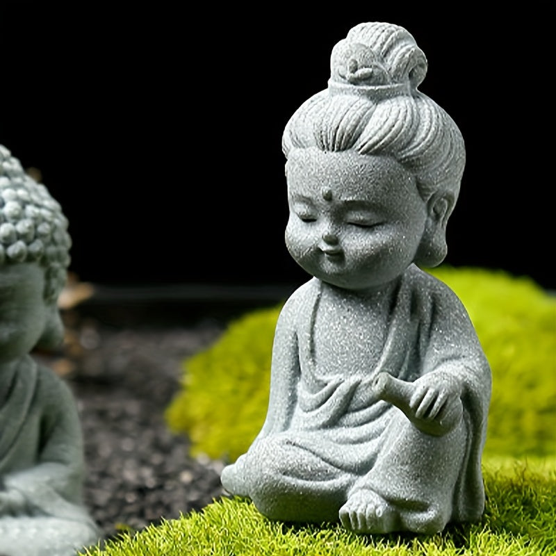 Aquatic Serenity: 1pc Buddha & Monk Figurine - ABS Resin, Fish Tank Decor for Peaceful Underwater Ambiance