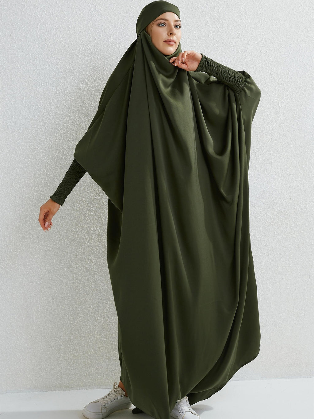 Ramadan Solid One-Piece Prayer Modest Dress - Modest Full Length Dress With Hijab -  For Women - Suitable for Ramadan & Islamic Events - Perfect Gift for Muslim Women