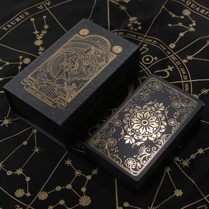 78 Black Golden Colorful Golden Foil Tarot Cards Stamping Plastic PVC Waterproof Tarot Board Games Black Cool Stamping