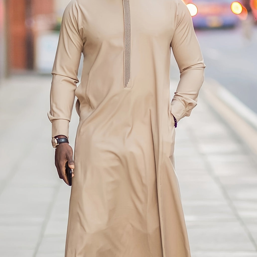Plus Size Men's Men's Robe Muslim Casual Embroidered Robe Islamic Men's Four Seasons Formal Classic Robe