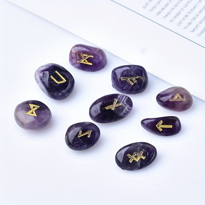 Natural Irregular Crystal Runes 24+1 Set, Rune Characters, Perfect Crystal Gift, Home Decoration Stone, Party Gift