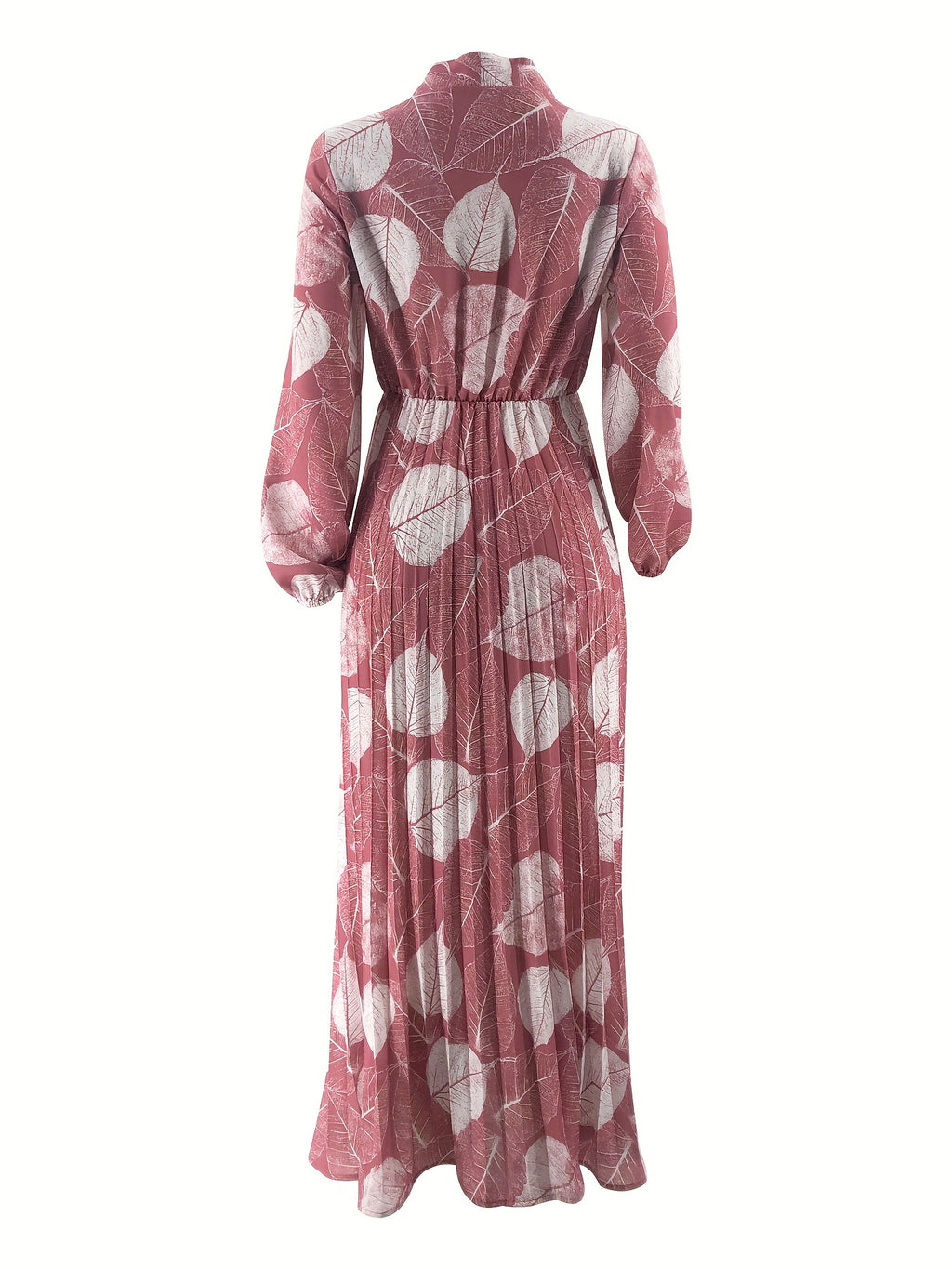 Women's Middle Eastern Muslim Print Pleated Waist Dress (Headscarf Not Included)